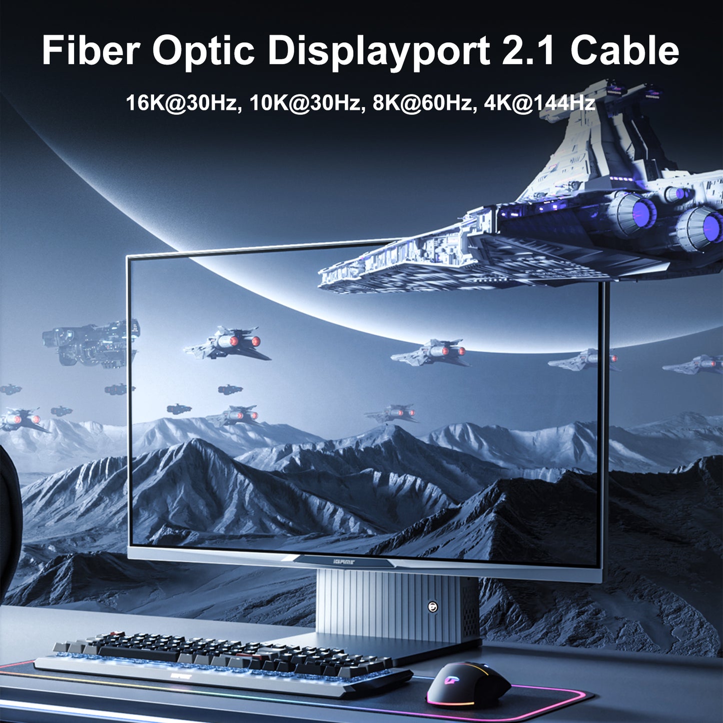 FIBBR 16K Fiber Optic DisplayPort Cable 2.1, VESA Certified Active DP Cable, 40Gbps Display Port Cord Support 16K@30Hz, 10K@30Hz, 8K@60Hz, 4K@165Hz, HDR, HDCP2.2, DSC 1.2a for Gaming Monitor PC