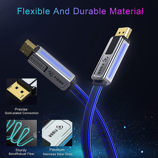 Fiber Optic Displayport Cable, FIBBR High Speed Optical DP to DP Cable