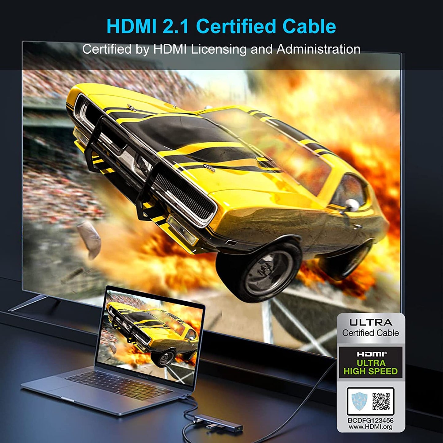 FIBBR Certified 48Gbps Ultra High Speed Braided HDMI 2.1 Cable