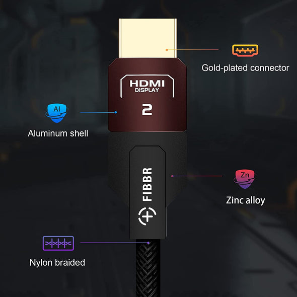8K HDMI Fiber Optic Cable, FIBBR 48Gbps Ultra High Speed Gaming HDMI 2 –  FibbrCable